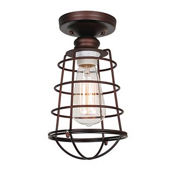 Design House Ajax Industrial Modern 1-Light Indoor Semi-Flush Ceiling Light with Metal Wire Cage