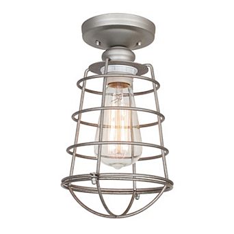 Design House Ajax Industrial Modern 1-Light Indoor Semi-Flush Ceiling Light with Metal Wire Cage