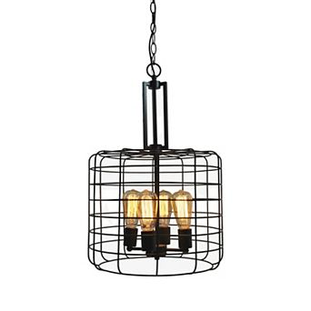 Design House Ajax Industrial Modern 4-Light Indoor Metal Wire Cage Chandelier