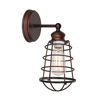 Design House Ajax Industrial Modern 1-Light Indoor Wall Sconce with Metal Wire Cage