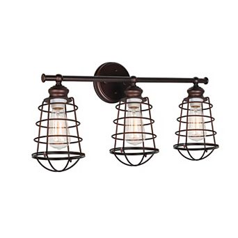 Design House Ajax Industrial Modern 3-Light Indoor Bathroom Vanity Light with Metal Wire Cage