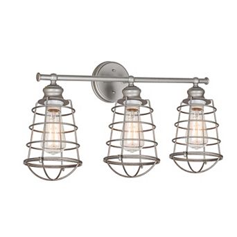 Design House Ajax Industrial Modern 3-Light Indoor Bathroom Vanity Light with Metal Wire Cage