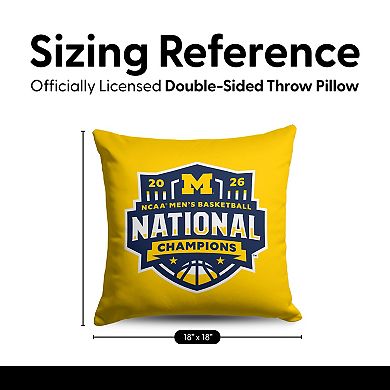 Michigan Wolverines NCAA 2026 Basketball Champs Throw Pillow