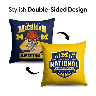 Michigan Wolverines NCAA 2026 Basketball Champs Throw Pillow