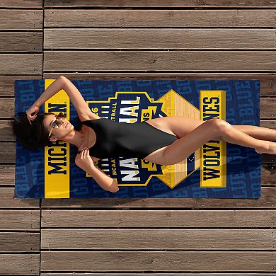 Michigan Wolverines NCAA 2026 Basketball Champs Hatchup Beach Towel