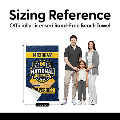 Michigan Wolverines NCAA 2026 Basketball Champs Hatchup Beach Towel