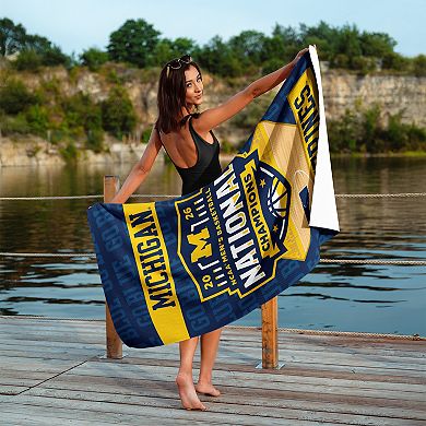Michigan Wolverines NCAA 2026 Basketball Champs Hatchup Beach Towel
