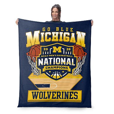 Michigan Wolverines NCAA 2026 Basketball Champs Home Court Throw Blanket