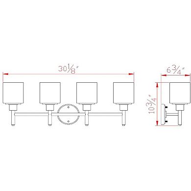 Design House Aubrey Transitional 4-Light Indoor Bathroom Vanity Light
