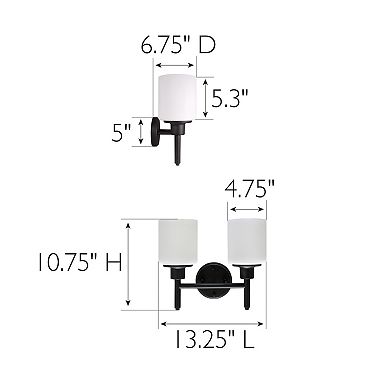 Design House Aubrey Transitional 2-Light Dimmable Indoor Wall Light