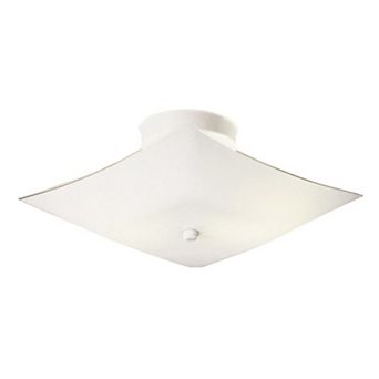 Design House Two-Light Square Frosted White Glass Semi-Flush Ceiling Light