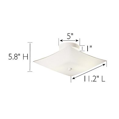 Design House Two-Light Square Frosted White Glass Semi-Flush Ceiling Light