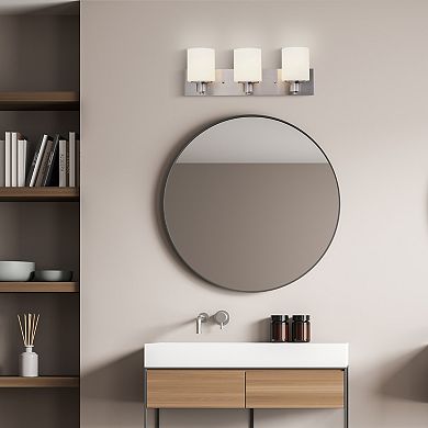 Design House Dane 3-Light Vanity Light, Polished Chrome Finish, Frosted Glass Shades, Dimmable, Bathroom Wall Fixture – Design House, 587477