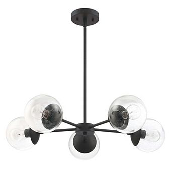 Design House 5-Light Dimmable Clear Seedy Glass Globe Shade Chandelier