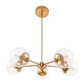 Design House 5-Light Dimmable Clear Seedy Glass Globe Shade Chandelier