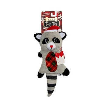 WOOF® Flannel Santa Hat Raccoon Plush Dog Toy