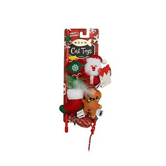 Meow 5 pc Santa & Gingerbread Plush Cat Toy Set