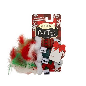 Meow 3-Pack Christmas Pattern Fish Plush Cat Toys