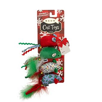 Meow 4-Pack Festive Mice Plush Cat Toys