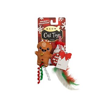 Meow 2 pc Gingerbread & Milk Bottle Plush Cat Toy Set
