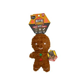 Bite Force Gingerbread Man Durable Plush Dog Toy