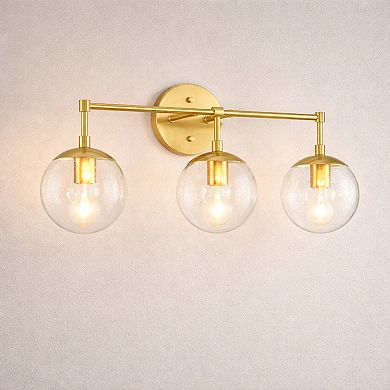 Design House 3-Light Dimmable Clear Seedy Glass Globe Shades Bathroom Vanity Light