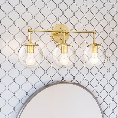 Design House 3-Light Dimmable Clear Seedy Glass Globe Shades Bathroom Vanity Light