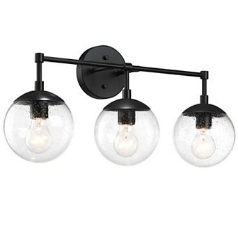Design House 3-Light Dimmable Clear Seedy Glass Globe Shades Bathroom Vanity Light