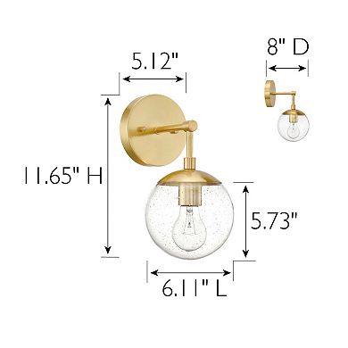 Design House Modern Dimmable Clear Seedy Glass Globe Shade Wall Sconce