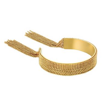 Adornia Tarnish Resistant 18k Gold Flash Plated Fringe Cuff Bracelet