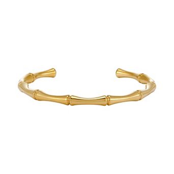 Adornia Tarnish Resistant 18k Gold Flash Plated Bamboo Cuff Bracelet