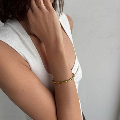 Adornia Tarnish Resistant 18k Gold Flash Plated Bamboo Cuff Bracelet