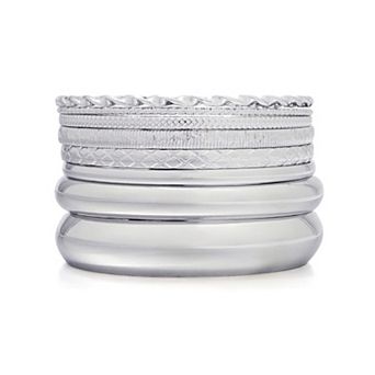 Adornia Silver Tone 8 pc Bangle Bracelet Set