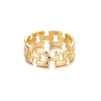 Adornia 14k Gold Flash Plated Grid Pattern Band Ring