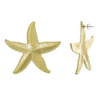 Adornia 14k Gold Flash Plated Oversized Starfish Stud Earrings