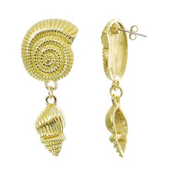 Adornia 14k Gold Flash Plated Swirl & Shell Drop Earrings