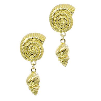 Adornia 14k Gold Flash Plated Swirl & Shell Drop Earrings