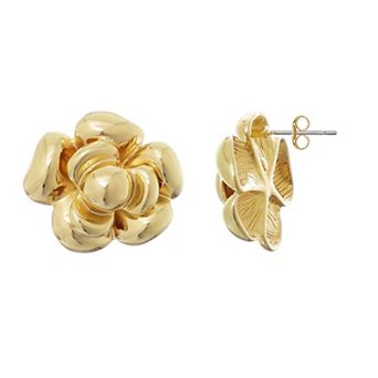 Adornia 14k Gold Flash Plated Camellia Stud Earrings