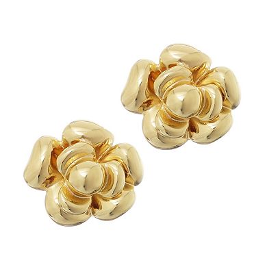Adornia 14k Gold Flash Plated Camellia Stud Earrings