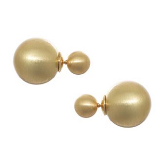 Adornia 14k Gold Flash Plated Matte Finish Double Ball Earrings