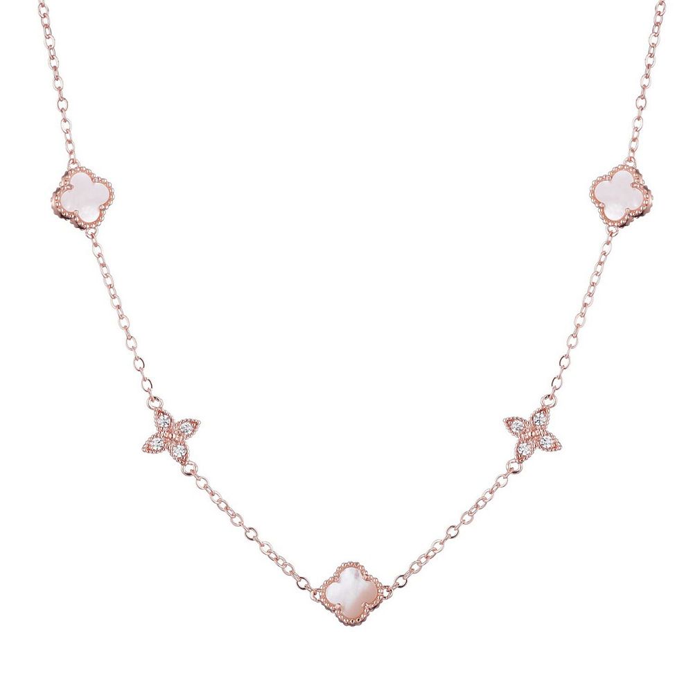 Adornia 14k Rose Gold Flash Plated Mother-of-Pearl & Cubic