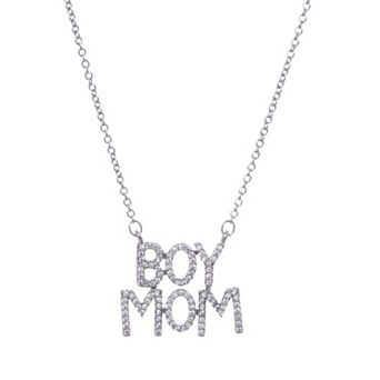 Adornia Silver Tone Cubic Zirconia Boy Mom Pendant Necklace
