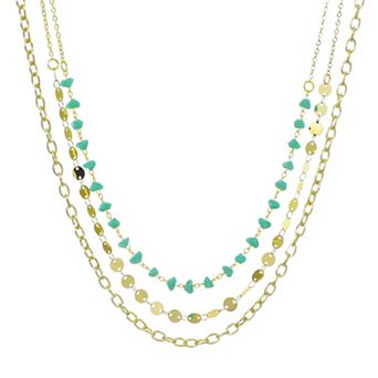 Adornia 14k Gold Flash Plated Toggle & Stone 3 pc Necklace Set