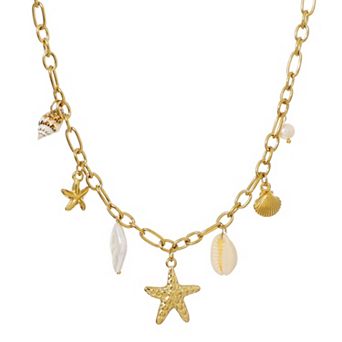 Adornia Tarnish Resistant 18k Gold-Plated Freshwater Cultured Pearl & Charm Necklace