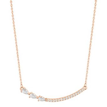 Adornia 14k Rose Gold Flash Plated 2 pc Curved Bar Necklace Set