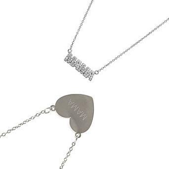 Adornia Silver Tone 2 pc Mama Necklace Set