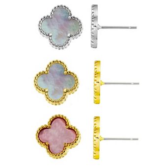 Adornia 3-Pair Clover Stud Earring Set