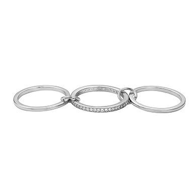 Adornia Silver Tone Connected 3-Piece Ring Stack Set