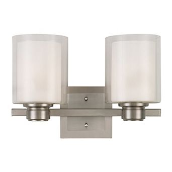 Design House Oslo Traditional 2-Light Dimmable Wall Light with Double Glass Shades