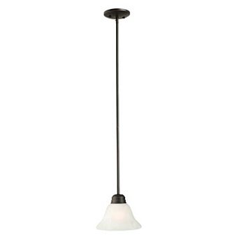 Design House Traditional Dimmable Mini Pendant Light Fixture with Alabaster Glass Shade